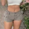 Women's Shorts Hot Pants Grey Mid Waist Fashion Cargo Casual Weekend Micro-elastic Short Comfort Plain S M L -LIGHTINTHEBOX Shop cywbzs1654771682363