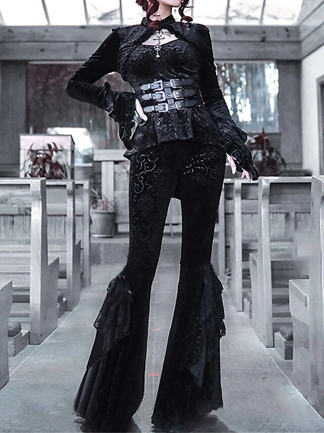 Women's Bell Bottom Pants Trousers Full Length Fashion Streetwear Party Outdoor Black S M Fall Winter 6 Women's Bell Bottom Pants Trousers Full Length Fashion Streetwear Party Outdoor Black S M Fall Winter - Image 4