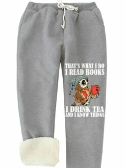 Women's Fleece Sweatpants Chinos Full Length Pocket Sweatpants Savannah Joggers Daily Wear Transparent Blue Milk White S M Fall & Winter