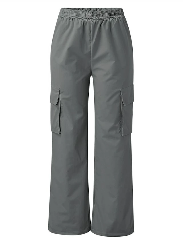 Women‘s Cargo Khaki Pants Trousers Full Length Cotton Pocket Micro-elastic High Waist Fashion Streetwear Street Daily Wear Rice White Sapphire S M Summer Spring 11 Women‘s Cargo Khaki Pants Trousers Full Length Cotton Pocket Micro-elastic High Waist Fashion Streetwear Street Daily Wear Rice White Sapphire S M Summer Spring - Image 9