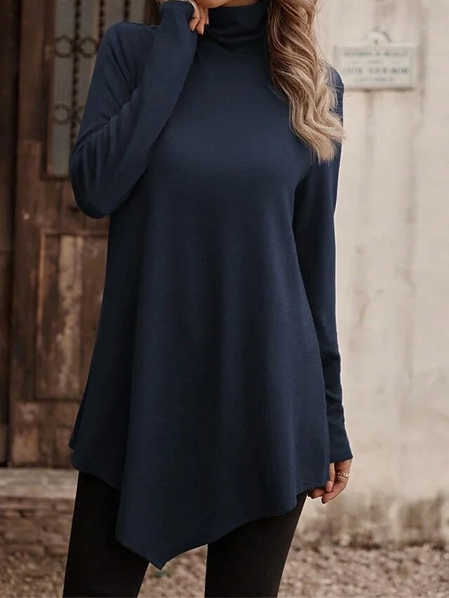 Women's Casual Dress Sweatshirt Dress Plain Dress Mini Dress Patchwork Daily Vacation Going Out Active Fashion Turtleneck Long Sleeve 2023 Loose Fit Black White Pink Color S M L XL XXL Size 5 Women's Casual Dress Sweatshirt Dress Plain Dress Mini Dress Patchwork Daily Vacation Going Out Active Fashion Turtleneck Long Sleeve 2023 Loose Fit Black White Pink Color S M L XL XXL Size - Image 3