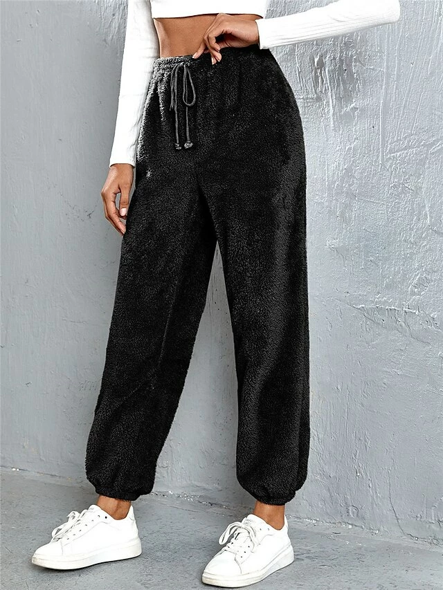 Women's Fleece Pants Sweatpants Chinos Pants Trousers Flannel Dark Brown Black Pink High Waist Fashion Streetwear Daily Wear Vacation Casual Daily Micro-elastic Full Length Comfy Solid Colored XS S M 11 Women's Fleece Pants Sweatpants Chinos Pants Trousers Flannel Dark Brown Black Pink High Waist Fashion Streetwear Daily Wear Vacation Casual Daily Micro-elastic Full Length Comfy Solid Colored XS S M - Image 9