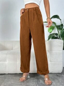 Women‘s Chinos Corduroy Pants Trousers Straight Full Length Micro-elastic High Waist Fashion Streetwear Street Daily Dark Brown S M Fall Winter 13 Women‘s Chinos Corduroy Pants Trousers Straight Full Length Micro-elastic High Waist Fashion Streetwear Street Daily Dark Brown S M Fall Winter -LIGHTINTHEBOX Shop dcfino1692863147723