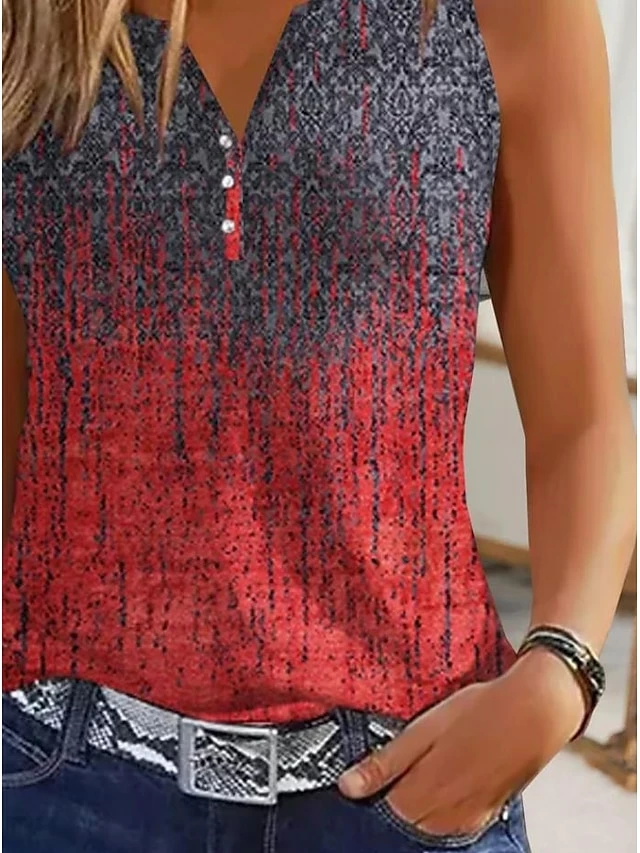 Women's Tank Top Black Light Green Wine Color Block Print Sleeveless Casual Basic V Neck Regular Fit 5 Women's Tank Top Black Light Green Wine Color Block Print Sleeveless Casual Basic V Neck Regular Fit - Image 3