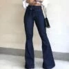 Women's Jeans Bootcut Pants Trousers Denim Micro-elastic Classic Modern Street Daily Black Blue S M Spring &Fall