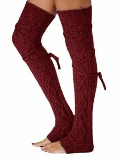 Women's Stockings Thigh-High Crimping Socks Winter Tights Thermal Warm High Elasticity Hole Winter Wine Beige Grey -LIGHTINTHEBOX Shop ddcpra1667544019177