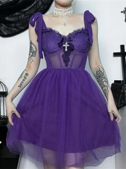 Women‘s Halloween Dress Party Dress Cocktail Dress Wedding Guest Dress Mini Dress Black Purple Sleeveless Pure Color Lace Spring Fall Winter Spaghetti Strap Fashion Birthday Wedding Guest 2023 S M L -LIGHTINTHEBOX Shop ddszqb1693808831552