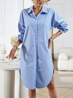 Women's Casual Dress Work Dress Shift Dress Mini Dress Outdoor Office Business Cotton Classic Modern Shirt Collar Button Pocket Long Sleeve Summer Spring Fall 2023 Loose Fit Black White Blue Pure 36 Women's Casual Dress Work Dress Shift Dress Mini Dress Outdoor Office Business Cotton Classic Modern Shirt Collar Button Pocket Long Sleeve Summer Spring Fall 2023 Loose Fit Black White Blue Pure -LIGHTINTHEBOX Shop dduvib1688542178320