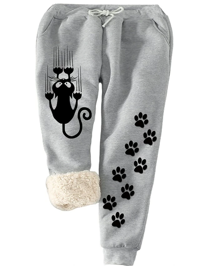 Women's Plus Size Fleece Pants Joggers Print Animal Sporty Casual Daily Natural Full Length Winter Fall Gray L XL XXL 3XL 4XL / Cotton 3 Women's Plus Size Fleece Pants Joggers Print Animal Sporty Casual Daily Natural Full Length Winter Fall Gray L XL XXL 3XL 4XL / Cotton