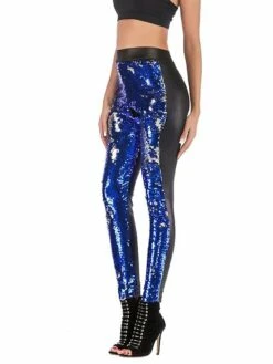 Women's Skinny Pants Trousers Full Length Sequins Micro-elastic Mid Waist Fashion Streetwear Party Street Black Blue S M Fall Winter -LIGHTINTHEBOX Shop disawr1692257392901