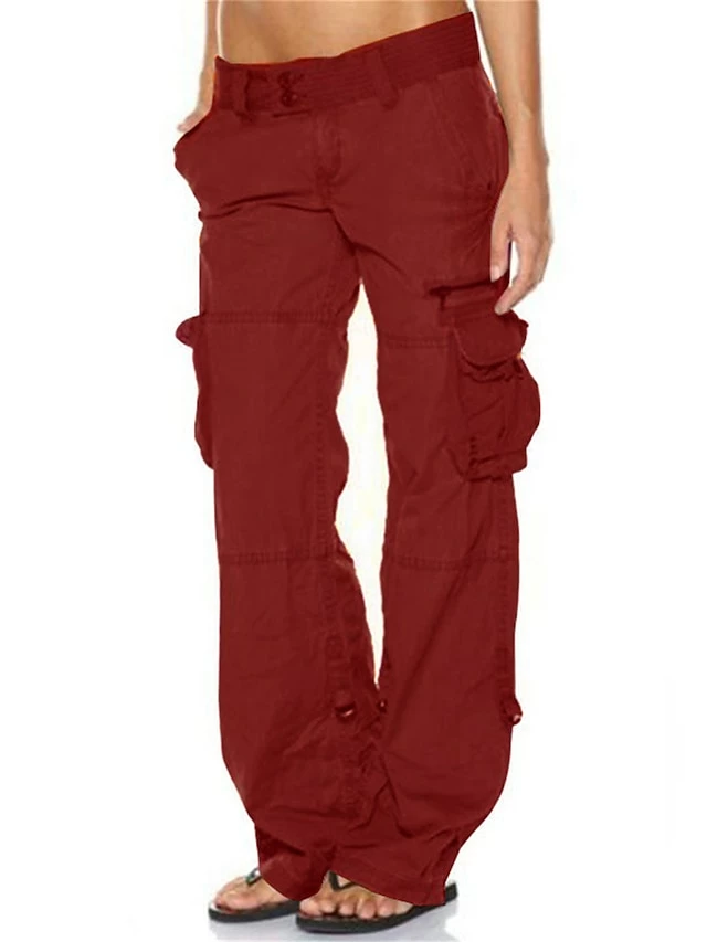 Women‘s Cargo Khaki Pants Trousers Full Length High Cut Micro-elastic High Waist Fashion Streetwear Casual Daily Wear Black Wine XS S Fall & Winter 5 Women‘s Cargo Khaki Pants Trousers Full Length High Cut Micro-elastic High Waist Fashion Streetwear Casual Daily Wear Black Wine XS S Fall & Winter - Image 3