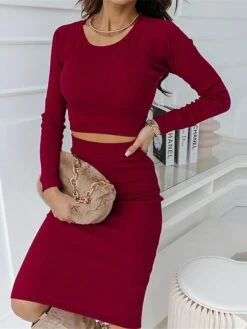 Women's Two Piece Dress Set Casual Dress Skirt Set Outdoor Daily Fashion Sexy Ribbed Midi Dress Crew Neck Long Sleeve Plain Regular Fit Black Wine Green Fall Winter S M L XL 16 Women's Two Piece Dress Set Casual Dress Skirt Set Outdoor Daily Fashion Sexy Ribbed Midi Dress Crew Neck Long Sleeve Plain Regular Fit Black Wine Green Fall Winter S M L XL -LIGHTINTHEBOX Shop djhyfi1695268224607