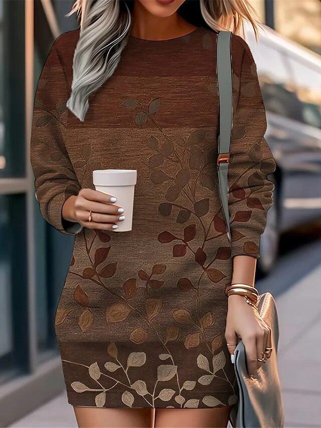 Women's Casual Dress Sweatshirt Dress Mini Dress Warm Fashion Outdoor Vacation Going Out Crew Neck Print Floral Loose Fit Black Red Blue S M L XL XXL 8 Women's Casual Dress Sweatshirt Dress Mini Dress Warm Fashion Outdoor Vacation Going Out Crew Neck Print Floral Loose Fit Black Red Blue S M L XL XXL - Image 6