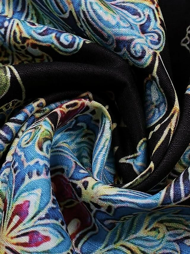 Women's Casual Dress Ethnic Dress Shift Dress Floral Tribal Print Split Neck Midi Dress Vintage Ethnic Outdoor Daily Half Sleeve Regular Fit Black Yellow Blue Summer Spring S M L XL XXL 7 Women's Casual Dress Ethnic Dress Shift Dress Floral Tribal Print Split Neck Midi Dress Vintage Ethnic Outdoor Daily Half Sleeve Regular Fit Black Yellow Blue Summer Spring S M L XL XXL - Image 5