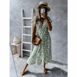 Women's Casual Dress Wrap Dress Floral Dress Midi Dress Black Pink Blue Short Sleeve Floral Lace Up Summer Spring V Neck Vacation Vacation Summer Dress 2023 S M L XL XXL -LIGHTINTHEBOX Shop dkjxgh1646922335574