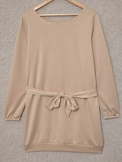 Women's Work Dress Casual Dress White Dress Fashion Daily Workfashion Mini Dress Patchwork Crew Neck Long Sleeve Plain Loose Fit White Khaki Fall Winter S M L XL -LIGHTINTHEBOX Shop dkocdr1695635218147