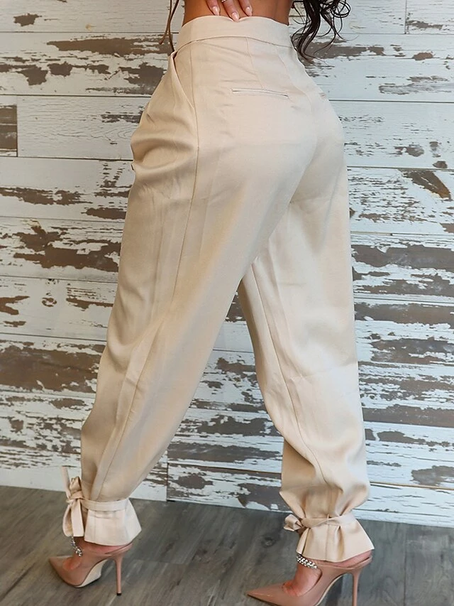 Women‘s Cargo Khaki Pants Chinos Trousers Full Length Micro-elastic High Waist Fashion Streetwear Street Daily Rice White S M Fall Winter 5 Women‘s Cargo Khaki Pants Chinos Trousers Full Length Micro-elastic High Waist Fashion Streetwear Street Daily Rice White S M Fall Winter - Image 3