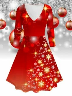 Womenâs Christmas Blue Red Long Sleeve Elk Print Winter Autumn V Neck Fashion Daily Weekend Loose Fit 2022 S M L XL 2XL 3XL 4XL 5XL 6XL