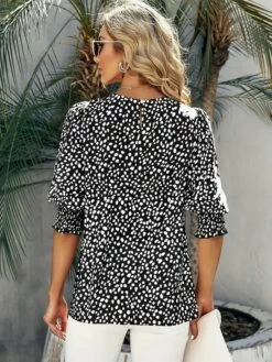 Shirt Blouse Women's Black Pink Green Spot Print Daily Fashion Round Neck Regular Fit S -LIGHTINTHEBOX Shop dnomyw1694686582689