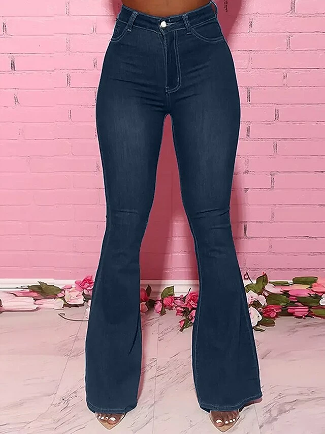 Women‘s Flare Jeans Bootcut Bell Bottom Full Length Cotton Denim Micro-elastic Mid Waist Fashion Streetwear Street Daily Robin‘s Egg Blue Dark Navy XL 2XL Fall Winter 7 Women‘s Flare Jeans Bootcut Bell Bottom Full Length Cotton Denim Micro-elastic Mid Waist Fashion Streetwear Street Daily Robin‘s Egg Blue Dark Navy XL 2XL Fall Winter - Image 5