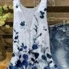 Women's Tank Top White Blue Floral Button Print Sleeveless Casual Basic V Neck Regular Fit Floral -LIGHTINTHEBOX Shop doekfg1681184777663