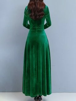 Women's Party Dress Velvet Dress A Line Dress Long Dress Maxi Dress Black Wine Dark Green Long Sleeve Pure Color Ruched Winter Fall Spring Square Neck Stylish Winter Dress Daily 2023 M L XL -LIGHTINTHEBOX Shop dqghhs1646723235846