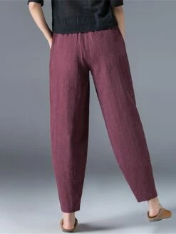 Women's Bloomers Cropped Pants Harem Pants Ankle-Length Cotton And Linen Pocket High Cut High Waist Vacation Streetwear Outdoor Street Wine Black S M Winter Autumn / Fall -LIGHTINTHEBOX Shop dqscqn1697681132515