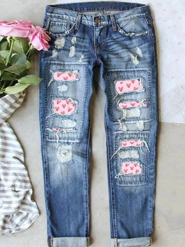 Women's Jeans Full Length Denim Medium Waist Fashion Trousers Daily Wear Casual Daily Deep Green Deep Pink S M Spring, Fall, Winter, Summer 3 Women's Jeans Full Length Denim Medium Waist Fashion Trousers Daily Wear Casual Daily Deep Green Deep Pink S M Spring, Fall, Winter, Summer