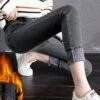 Women's Jeans Fleece Pants Tights Ankle-Length Denim Side Pockets Stretchy Fashion Casual Daily Light Blue Black S M -LIGHTINTHEBOX Shop dtbhmn1666750503681