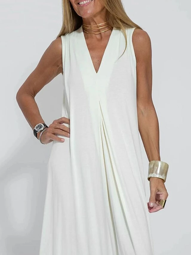 Women's Casual Dress Black Dress White Dress Long Dress Maxi Dress Ruched Split Outdoor Daily Vacation Fashion Modern V Neck Sleeveless 2023 Regular Fit Black White Green Color S M L XL XXL Size 8 Women's Casual Dress Black Dress White Dress Long Dress Maxi Dress Ruched Split Outdoor Daily Vacation Fashion Modern V Neck Sleeveless 2023 Regular Fit Black White Green Color S M L XL XXL Size - Image 6