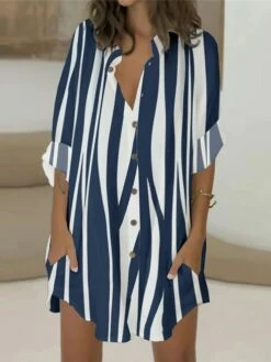 Women's Shirt Dress Casual Dress Mini Dress Winter Dress Daily Holiday Polyester Casual Shirt Collar Button Pocket Long Sleeve Summer Spring Fall 2022 Loose Fit White Pink Blue Leopard Floral -LIGHTINTHEBOX Shop dvsiry1628230801176