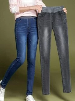 Women's Jeans Skinny Pants Trousers Full Length Denim High Elasticity High Waist Fashion Casual Office Daily Light Blue Black S M Fall & Winter -LIGHTINTHEBOX Shop dvznho1662120834912