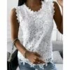 Women's Tank Top Going Out Tops White Pink Plain Lace Lace Trims Casual Daily Basic Elegant Casual Round Neck S -LIGHTINTHEBOX Shop dwansw1645079653861