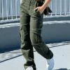 Women's Cargo Pants Pants Trousers Full Length Pocket Micro-elastic Low Rise Fashion Streetwear Street Daily Black Army Green S M Fall Winter -LIGHTINTHEBOX Shop dxiedk1691654887183