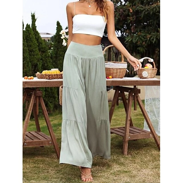 Casual High Waist Wide Leg Cotton Linen Stitching High Waist Loose Trousers Women's Pants 4 Casual High Waist Wide Leg Cotton Linen Stitching High Waist Loose Trousers Women's Pants - Image 2