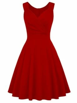 Women‘s Christmas Party Dress Swing Dress Green Dress Midi Dress Black White Wine Sleeveless Pure Color Ruched Summer Spring Fall V Neck Party Party Wedding Guest 2022 S M L XL XXL -LIGHTINTHEBOX Shop dyomms1635432109671