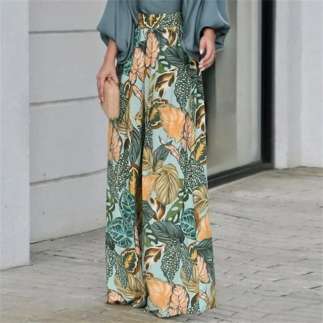 Women's Shirt Pants Sets Blue Orange Green Floral Print Long Sleeve Casual Daily Fashion Round Neck Regular Fit Puff Sleeve Spring &Fall 9 Women's Shirt Pants Sets Blue Orange Green Floral Print Long Sleeve Casual Daily Fashion Round Neck Regular Fit Puff Sleeve Spring &Fall - Image 7