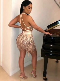 Women's Fringe Dress Sequin Dress Holiday Dress Mini Dress Silver Black Wine Sleeveless Pure Color Sequins Summer Spring Deep V Hot Party Summer Dress 2023 S M L XL -LIGHTINTHEBOX Shop dzcjsn1614764839123