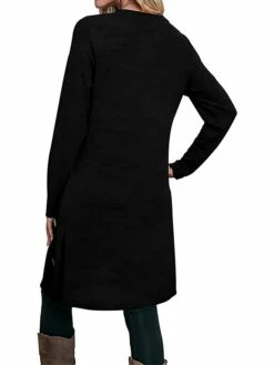 Women's Work Dress Casual Dress A Line Dress Fashion Daily Mini Dress Button Pocket Crew Neck Long Sleeve Plain Loose Fit Black Pink Gray Fall Winter S M L XL XXL -LIGHTINTHEBOX Shop ebyqhi1697185361101