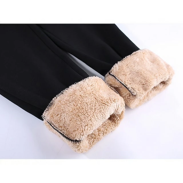 Women's Pants Trousers Drawstring Solid Color Basic Thick Winter Black 7 Women's Pants Trousers Drawstring Solid Color Basic Thick Winter Black - Image 5