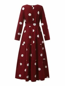 Women's Vintage Dress Kaftan Dress Polka Dot Dress Long Dress Maxi Dress Yellow Wine Navy Blue Long Sleeve Polka Dot Lace Up Spring Fall Winter Crew Neck Muslim Vacation Loose Fit 2023 S M L XL XXL -LIGHTINTHEBOX Shop eddibb1670928749549