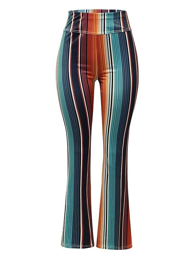 Women's Slim Tights Pants Trousers Leggings Green High Waist Fashion Streetwear Casual Street Causal Daily High Cut High Elasticity Full Length Breathability Striped S M L XL 2XL 8 Women's Slim Tights Pants Trousers Leggings Green High Waist Fashion Streetwear Casual Street Causal Daily High Cut High Elasticity Full Length Breathability Striped S M L XL 2XL - Image 6
