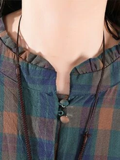 Women's Casual Dress Cotton Linen Dress Plaid Dress Midi Dress Linen / Cotton Blend Fashion Basic Outdoor Daily Holiday Stand Collar Pocket Print Long Sleeve Fall Winter Autumn 2023 Loose Fit Yellow -LIGHTINTHEBOX Shop eehuei1693553159635