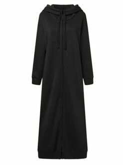 Women's Casual Dress Hoodie Dress Shift Dress Long Dress Maxi Dress Pocket Outdoor Street Daily Active Fashion Hooded Long Sleeve 2023 Loose Fit Black Brown Gray Color S M L XL XXL Size -LIGHTINTHEBOX Shop efdafl1692776288046