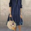 Women's Casual Dress Shift Dress Plain Dress Plain Ruched Ruffle Crew Neck Midi Dress Basic Classic Outdoor Daily 3/4 Length Sleeve Loose Fit Dark Blue Spring Summer S M L XL XXL 1 Women's Casual Dress Shift Dress Plain Dress Plain Ruched Ruffle Crew Neck Midi Dress Basic Classic Outdoor Daily 3/4 Length Sleeve Loose Fit Dark Blue Spring Summer S M L XL XXL -LIGHTINTHEBOX Shop egooje1676288703841