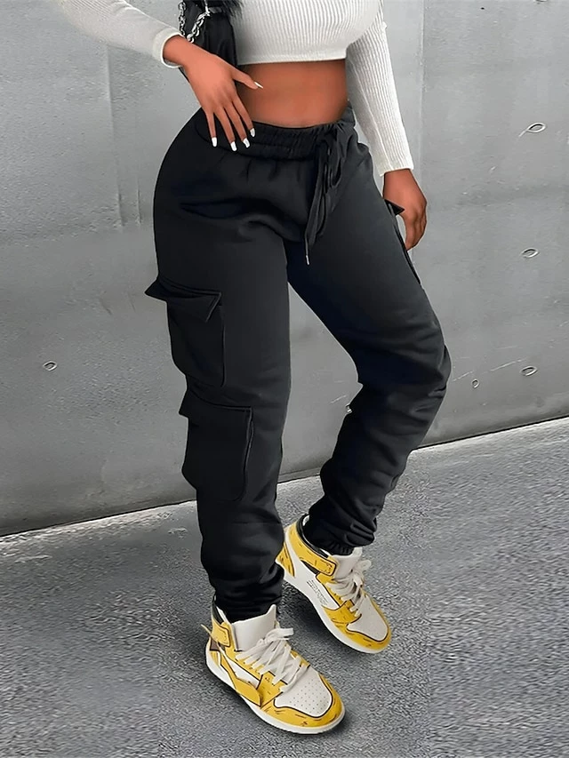 Women's Cargo Pants Sweatpants Chinos Full Length Micro-elastic High Waist Fashion Streetwear Street Daily Black Green S M Fall Winter 3 Women's Cargo Pants Sweatpants Chinos Full Length Micro-elastic High Waist Fashion Streetwear Street Daily Black Green S M Fall Winter