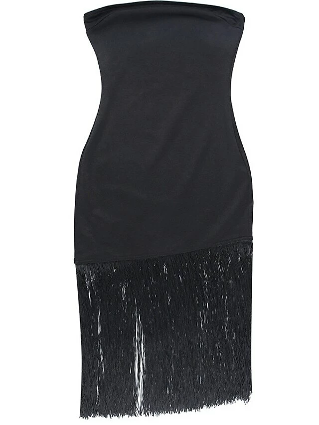 Women's Fringe Dress Bodycon Midi Dress White Black Sleeveless Pure Color Backless Tassel Fringe Spring Summer Strapless Stylish Elegant Sexy Slim 2022 S M L / Party Dress 14 Women's Fringe Dress Bodycon Midi Dress White Black Sleeveless Pure Color Backless Tassel Fringe Spring Summer Strapless Stylish Elegant Sexy Slim 2022 S M L / Party Dress - Image 12