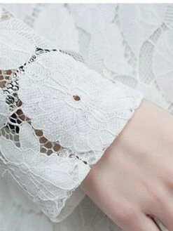 Women's Work Dress Lace Dress Black Dress Fashion Midi Dress Lace Crew Neck Long Sleeve Plain Loose Fit Black White Pink Fall Winter M L XL XXL 3XL -LIGHTINTHEBOX Shop ehrrzr1693300616281