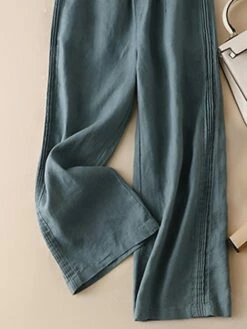 Women's Wide Leg Pants Trousers Baggy Full Length Cotton Pocket Baggy Micro-elastic High Waist Fashion Streetwear Street Casual Rice White Robin's Egg Blue M L Summer Spring -LIGHTINTHEBOX Shop eihakq1688718370655