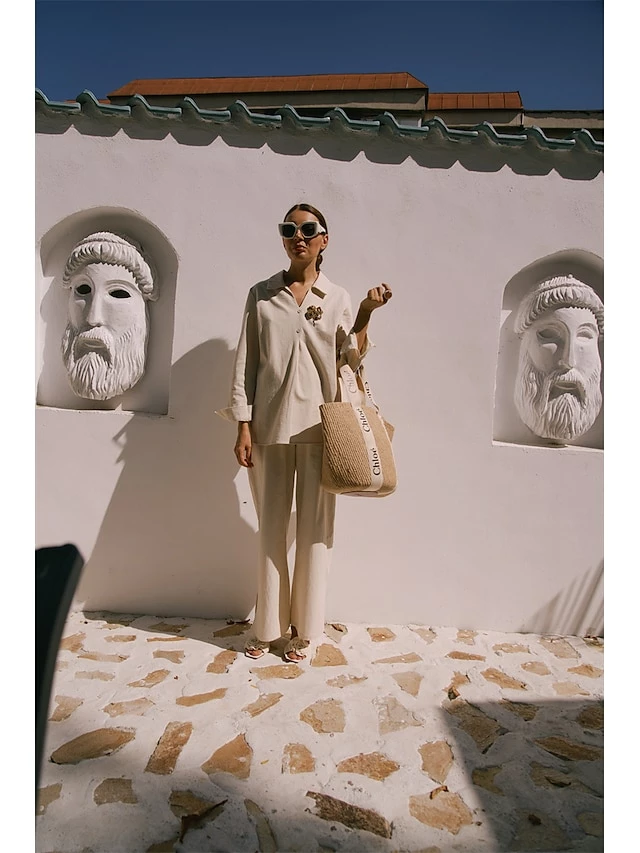 Women's Shirt Pants Sets Black Dark Navy Camel Plain Long Sleeve Casual Daily Vintage Fashion Streetwear V Neck Regular Fit Fall & Winter 8 Women's Shirt Pants Sets Black Dark Navy Camel Plain Long Sleeve Casual Daily Vintage Fashion Streetwear V Neck Regular Fit Fall & Winter - Image 6